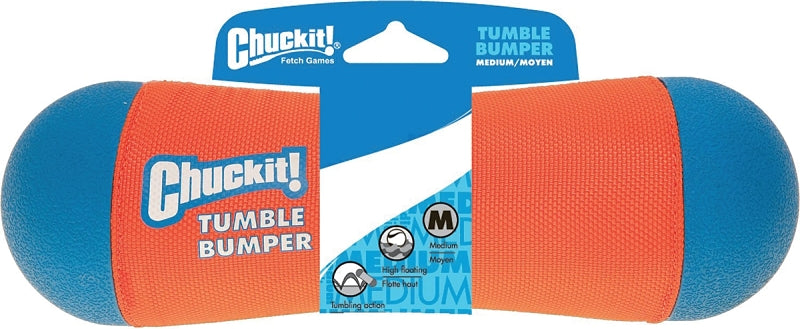 CHUCK-IT Chuckit! 184201 Dog Toy, M, Tumble Bumper, Foam/Polyester/Rubber, Blue/Orange