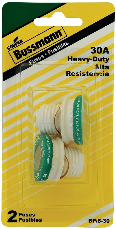 BUSSMANN Bussmann BP/S-30 Plug Fuse, 30 A, 125 V, 10 kA Interrupt, Time Delay Fuse, Low Voltage ELECTRICAL BUSSMANN