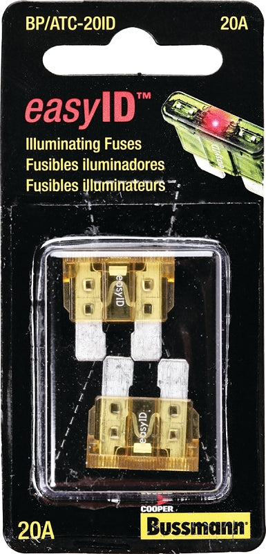 BUSSMANN Bussmann BP/ATC-20ID Automotive Fuse, 1 kA Interrupt, Blade Fuse, 32 VDC, Yellow AUTOMOTIVE BUSSMANN