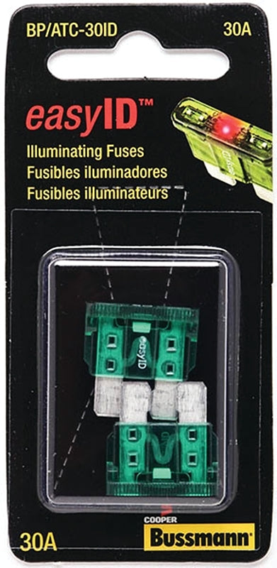 BUSSMANN Bussmann BP/ATC-30ID Automotive Fuse, 1 kA Interrupt, Blade Fuse, 32 VDC, Green AUTOMOTIVE BUSSMANN