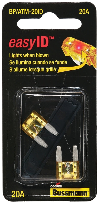 BUSSMANN Bussmann BP/ATM-20ID Automotive Fuse, 1 kA Interrupt, Blade Fuse, 32 VDC, 20 A AUTOMOTIVE BUSSMANN