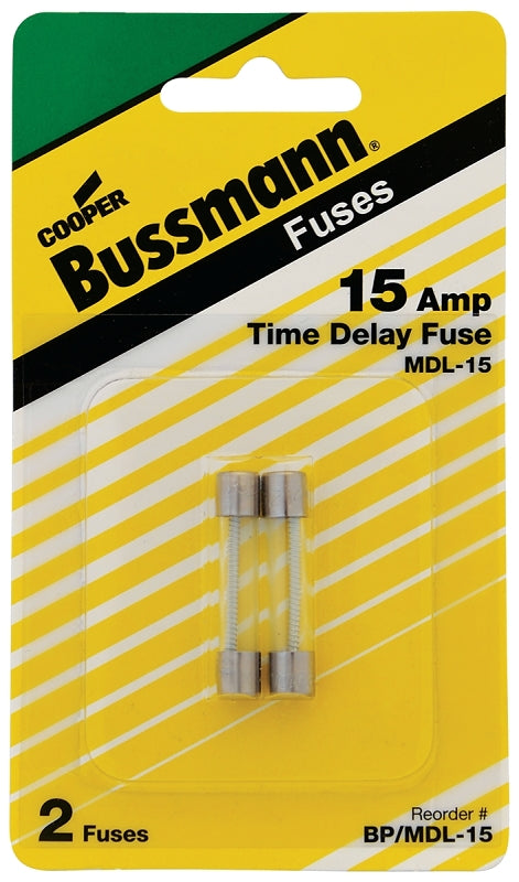 BUSSMANN Bussmann BP/MDL-15 Time Delay Fuse, 15 A, 32 V, Glass Body