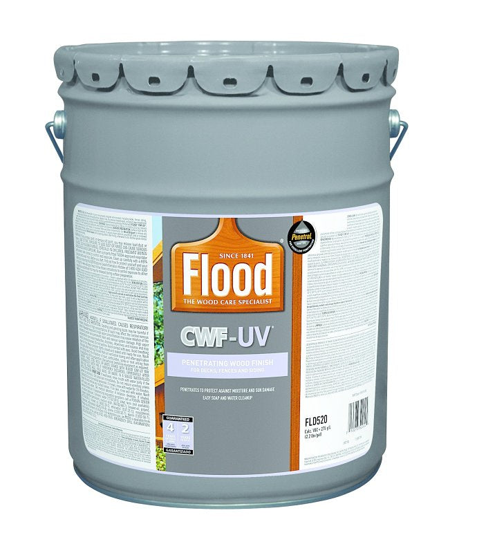 FLOOD Flood CWF-UV FLD520-05 Penetrating Wood Finish, Flat/Matte, Liquid, Cedar, 5 gal PAINT FLOOD