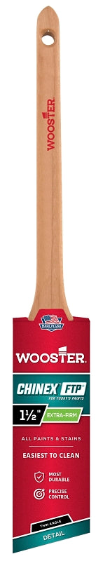 WOOSTER BRUSH Wooster 4424-1 1/2 Paint Brush, White, Sealed Maple Wood Handle, 1-1/2 in W, Thin Angle Brush, 2-3/16 in L Bristle PAINT WOOSTER BRUSH