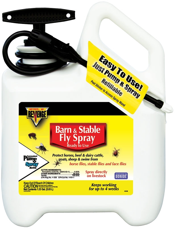 BONIDE Bonide REVENGE 46186 Barn and Stable Fly Spray, Liquid, Opaque White, Insecticide, 1.33 gal