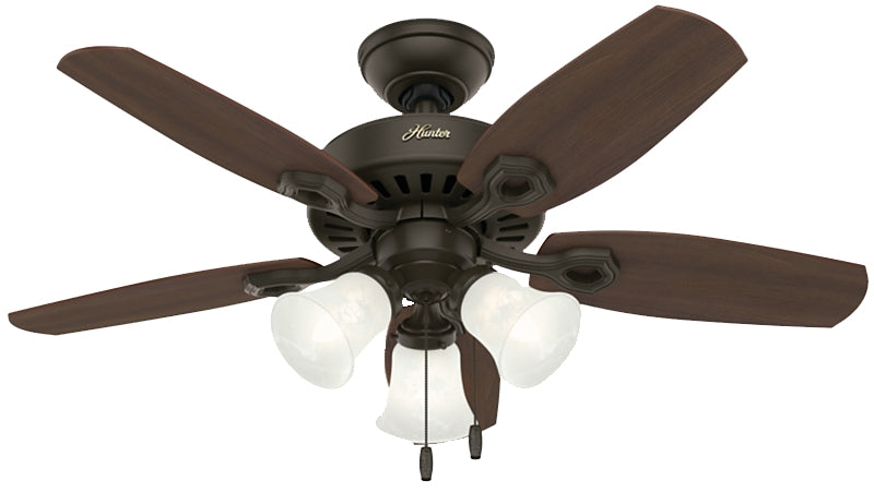 HUNTER Hunter 52107 Ceiling Fan, 5-Blade, Brazilian Cherry/Harvest Mahogany Blade, 42 in Sweep, Fiberboard Blade, 3-Speed