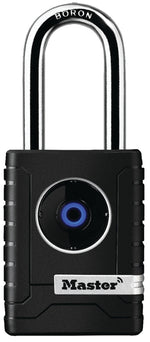 MASTER LOCK Master Lock 4401DLH Wide Bluetooth Padlock, 11/32 in Dia Shackle, 2 in H Shackle, Boron Steel Shackle, Metal Body