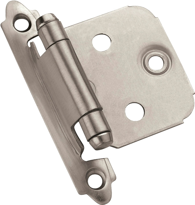 AMEROCK Amerock 1887612 Cabinet Hinge, 2-3/4 in L x 2 in W, Steel, Satin Nickel, 3/8 in Inset, Face Mounting