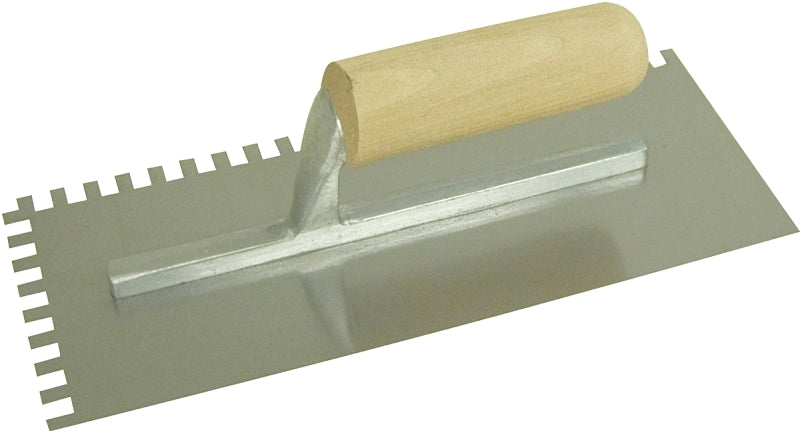 MARSHALLTOWN QLT 975 Trowel, 1/2 in W x 1/2 in D Notch, 11 in L, 4-1/2 in W, Square Notch, Straight Handle
