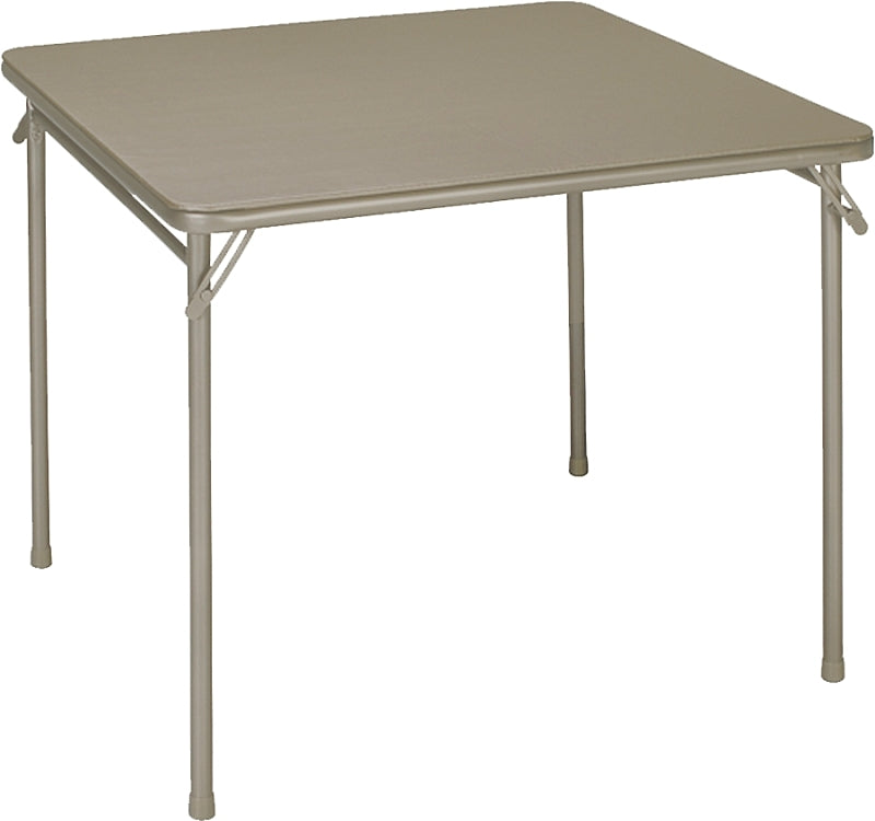 COSCO Cosco 14619ANT2 Folding Table, 33-3/4 in OAW, 33-3/4 in OAD, 28 in OAH, Steel Frame, Vinyl Tabletop, Antique Linen