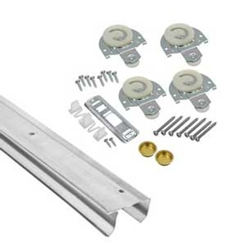RENIN US RENIN BP102K-04800-BW Sliding Door Kit, 48 in L Track, Metal, For: 3/4 to 1-3/8 in Wood Panels or Doors HARDWARE & FARM SUPPLIES RENIN US