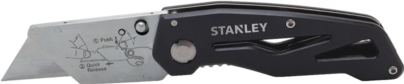 STANLEY STANLEY 10-855 Utility Knife, 2-7/16 in L Blade, Aluminum Blade, Black/Gray Handle