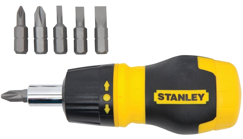 STANLEY STANLEY 66-358 Ratcheting Screwdriver, 5-in-1 Drive, 4-1/2 in OAL, Rubber Handle, Ergonomic Handle TOOLS STANLEY