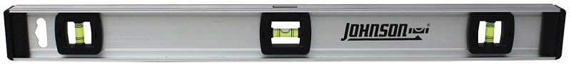 HULTAFORS Johnson 1300-2400 I-Beam Level with Rule, 24 in L, 3-Vial, Non-Magnetic, Aluminum, Silver