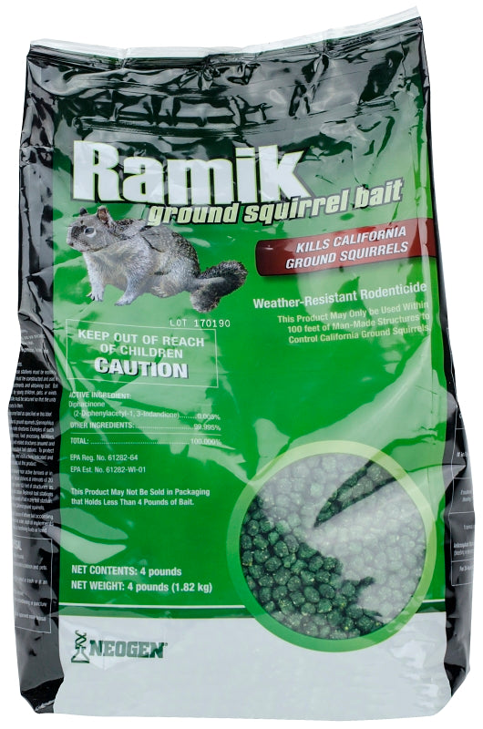 RAMIK Ramik 116352 Ground Squirrel Bait, Pellet, Characteristic, Mild, Green, 4 lb Pouch