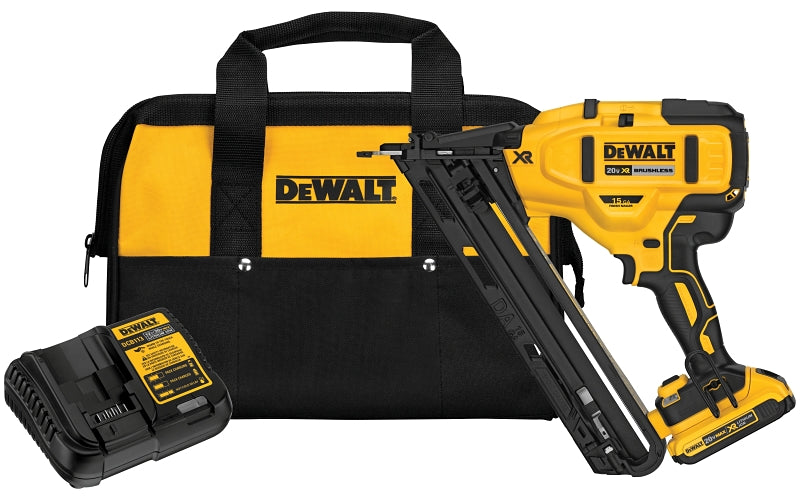 DEWALT DEWALT DCN650D1 Nailer Kit, Battery Included, 20 V, 2 Ah, 110 Magazine, 34 deg Collation, 15 ga Nail, Nail Fastener TOOLS DEWALT