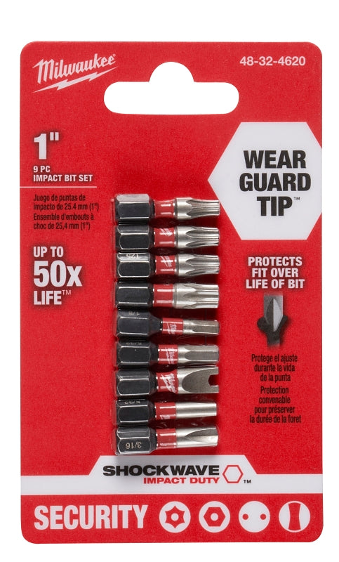 MILWAUKEE Milwaukee 48-32-4620 Security Insert Bit Set, 9-Piece, Steel, Black Phosphate TOOLS MILWAUKEE