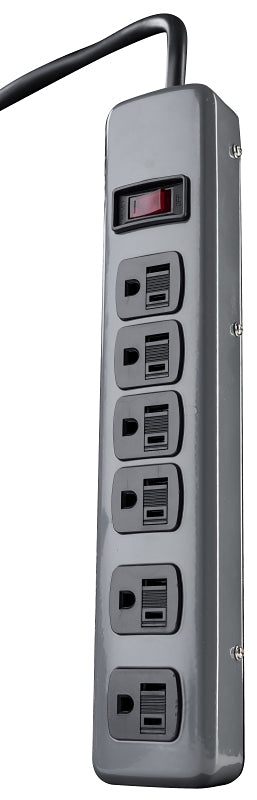 WOODS Woods 41386 Power Strip, 6 -Socket, 15 A, 120 VAC, Gray ELECTRICAL WOODS