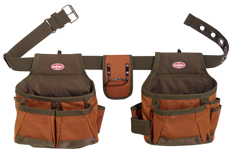 BUCKET BOSS Bucket Boss 50200 Builder's Rig, 52 in Waist, Poly Ripstop Fabric, Brown/Green, 12-Pocket TOOLS BUCKET BOSS