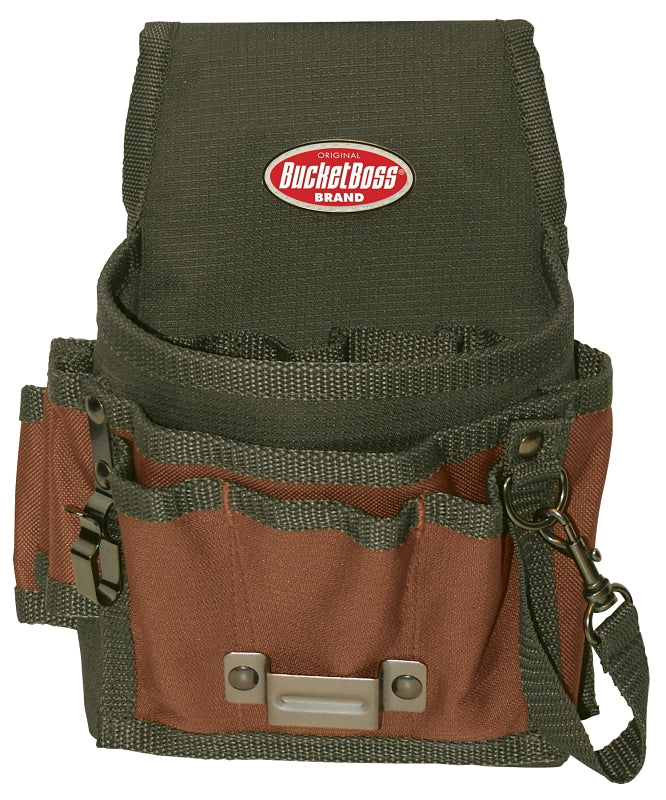 BUCKET BOSS Bucket Boss 54140 Tool Pouch, 9-Pocket, Poly Ripstop Fabric, Brown/Green, 7-1/2 in W, 9 in H, 3 in D TOOLS BUCKET BOSS