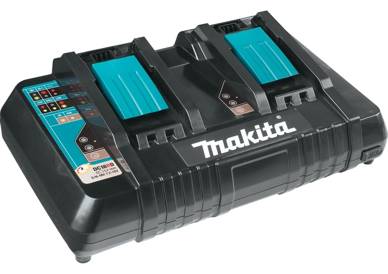 MAKITA Makita DC18RD Dual Port Battery Charger, 120 VAC Input, 14.4, 18 V Output, 2 to 6 Ah, Battery Included: No