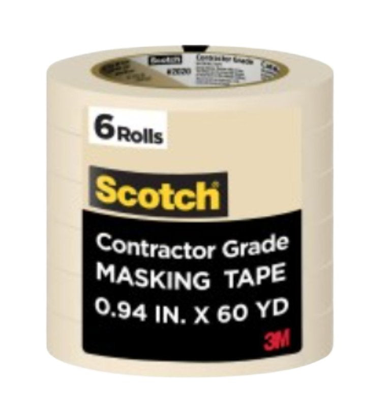SCOTCH Scotch 2020-24ECP Masking Tape, 60 yd L, 0.94 in W, 0.13 mm Thick, Crepe Paper Backing, Tan PAINT SCOTCH