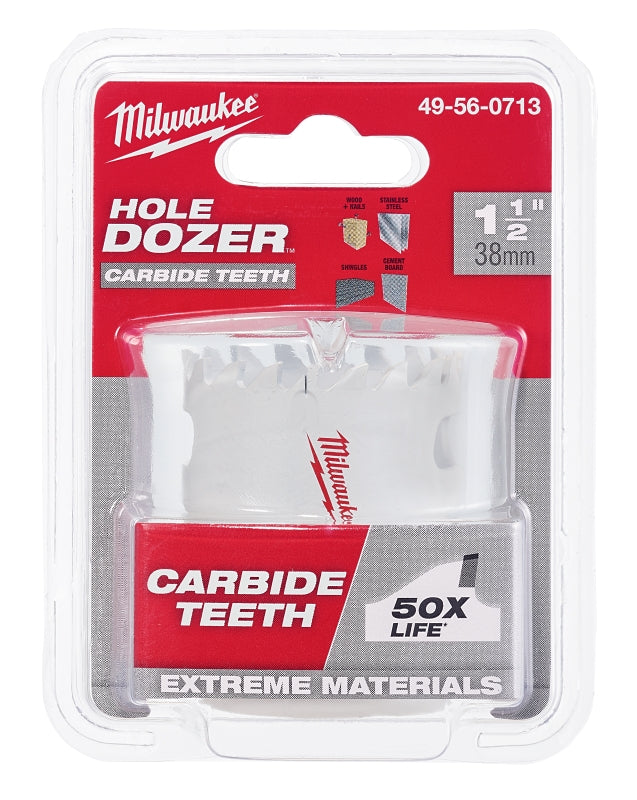 MILWAUKEE Milwaukee Hole Dozer 49-56-0713 Hole Saw, 1-1/2 in Dia, 1.62 in D Cutting, 1/2 in Arbor, 3 TPI, Carbide Cutting Edge TOOLS MILWAUKEE
