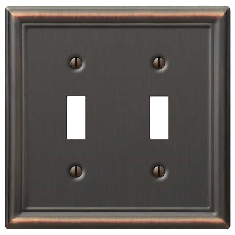 AMERELLE Amerelle Chelsea Series 149TTDB Wallplate, 4-7/8 in L, 4-15/16 in W, 2-Gang, Steel, Aged Bronze, Screw Mount