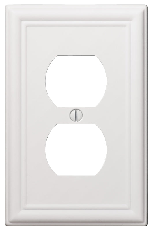 AMERELLE Amerelle 149DW Receptacle Wallplate, 5 in L, 2-7/8 in W, 1 -Gang, Steel, White, Screw Mounting