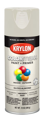 KRYLON Krylon K05500007 Enamel Spray Paint, 12 oz Can, 25 sq-ft Coverage Area, Solvent Base, Gloss, Almond