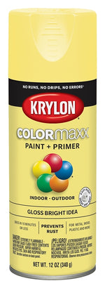 KRYLON Krylon K05507007 Enamel Spray Paint, Gloss, Bright Idea, 12 oz, Can