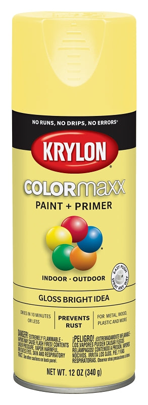 KRYLON Krylon K05507007 Enamel Spray Paint, Gloss, Bright Idea, 12 oz, Can