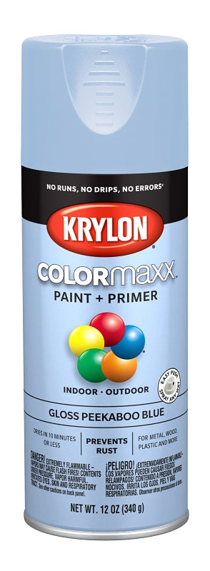 KRYLON Krylon K05530007 Enamel Spray Paint, 12 oz Can, 25 sq-ft Coverage Area, Solvent Base, Gloss, Peekaboo Blue PAINT KRYLON