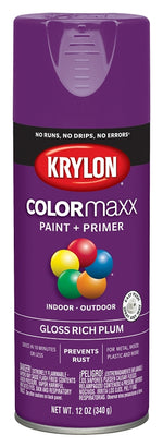 KRYLON Krylon K05536007 Enamel Spray Paint, Gloss, Plum, 12 oz, Can