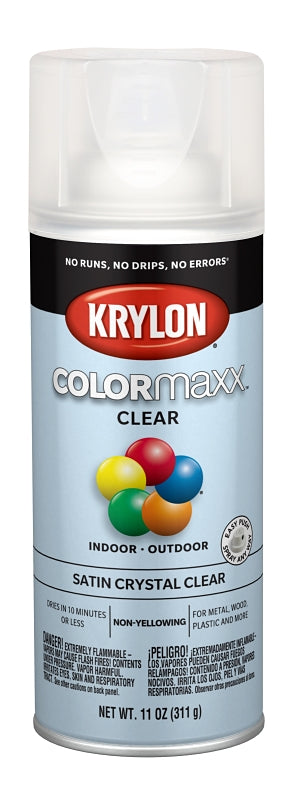 KRYLON Krylon K05562007 Enamel Spray Paint, Satin, Crystal Clear, 11 oz, Can