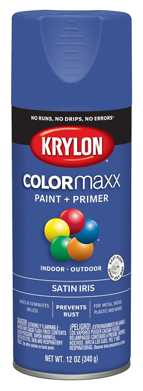 KRYLON Krylon K05564007 Enamel Spray Paint, 12 oz Can, 25 sq-ft Coverage Area, Acrylic Base, Satin, Iris