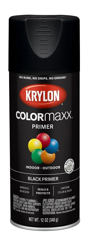 KRYLON Krylon COLORmaxx K05581007 Primer, Black, 12 oz PAINT KRYLON