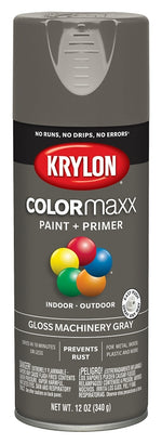 KRYLON Krylon K05599007 Enamel Spray Paint, Gloss, Machinery Gray, 12 oz, Can