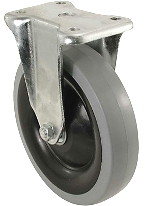 SHEPHERD Shepherd Hardware 400 Series 9737 Rigid Caster, 4 in Dia Wheel, TPR Wheel, Gray, 250 lb