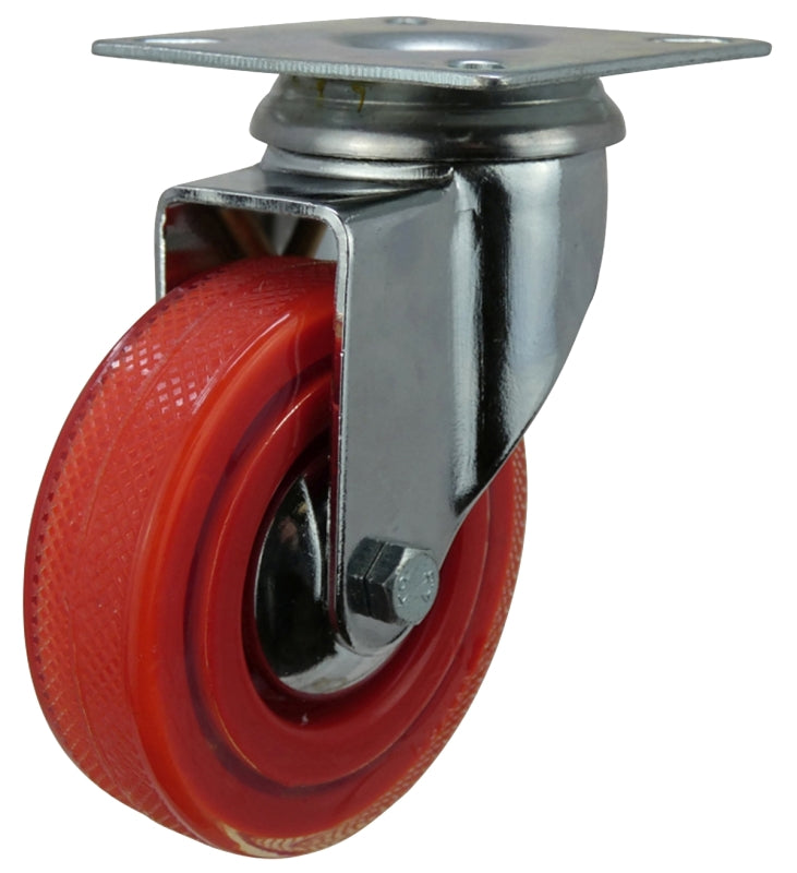 SHEPHERD Shepherd Hardware 6266 Swivel Caster, 3 in Dia Wheel, Polyurethane Wheel, Red, 132 lb HARDWARE & FARM SUPPLIES SHEPHERD