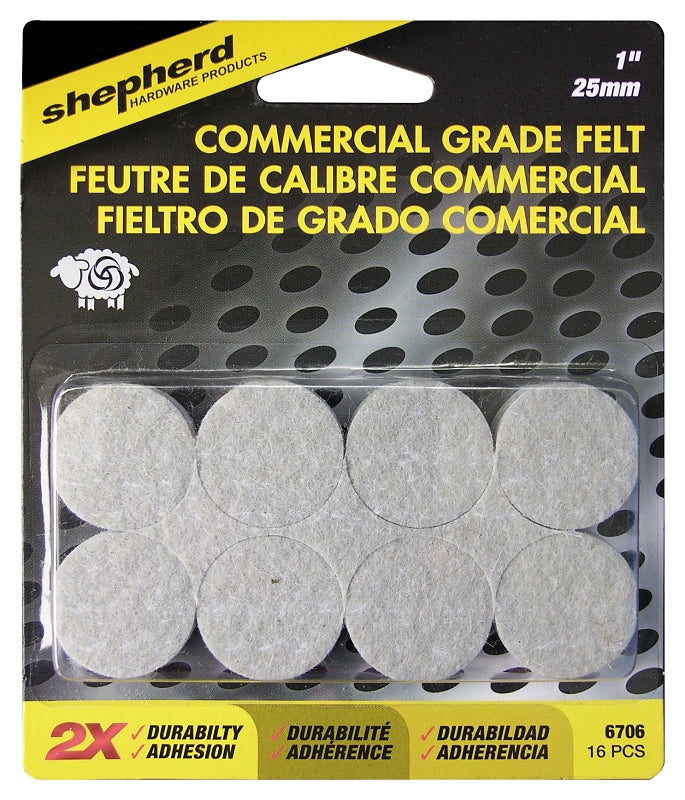 SHEPHERD Shepherd Hardware 6706 Protective Pad, Felt, Beige, 1 in Dia