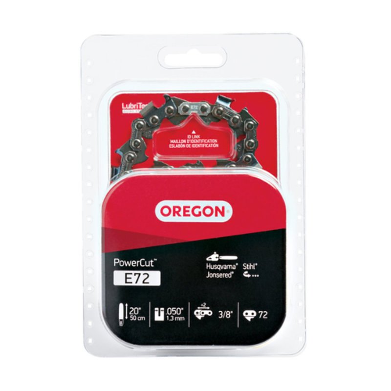 OREGON Oregon PowerCut E72 Chainsaw Chain, 20 in L Bar, 0.05 Gauge, 3/8 in TPI/Pitch, 72-Link