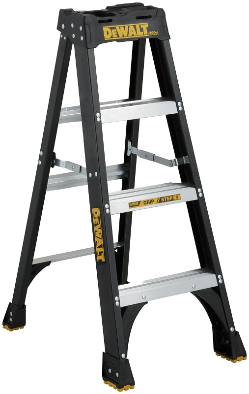DEWALT DeWALT by Louisville DXL3010 Series DXL3010-04 Step Ladder, 4 ft H, Type IA Duty Rating, Fiberglass, 300 lb