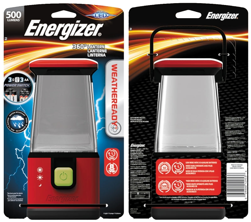 ENERGIZER BATTERY Energizer Weatheready Series WRESAL35 Lantern, LED Lamp, Plastic, Black/Red ELECTRICAL ENERGIZER BATTERY