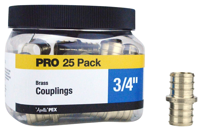 APOLLO Apollo APXC3425JR Coupling, 3/4 in, Barb, PEX-B, Brass, 200 psi Pressure