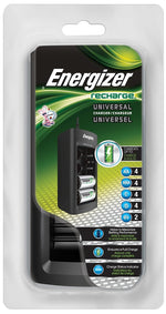 ENERGIZER BATTERY Energizer Recharge CHFC Universal Charger, 1.1 A Charge, 12 VDC Output, AA, AAA, C, D Battery, 4-Battery, Black/Silver ELECTRICAL ENERGIZER BATTERY