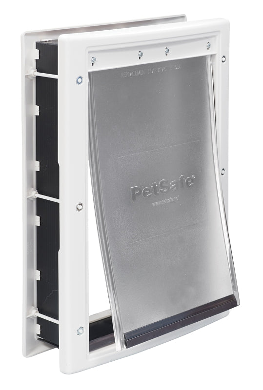 RADIO SYSTEMS PetSafe PPA00-10959 Pet Door, 1/16 to 2 in Door, 8-1/8 x 12-1/4 in Flap Opening, Plastic, White