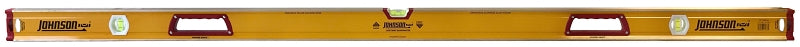 HULTAFORS Johnson 1717-7200 Box Beam Level, 72 in L, 4-Vial, 2-Hang Hole, Non-Magnetic, Aluminum, Black/Yellow