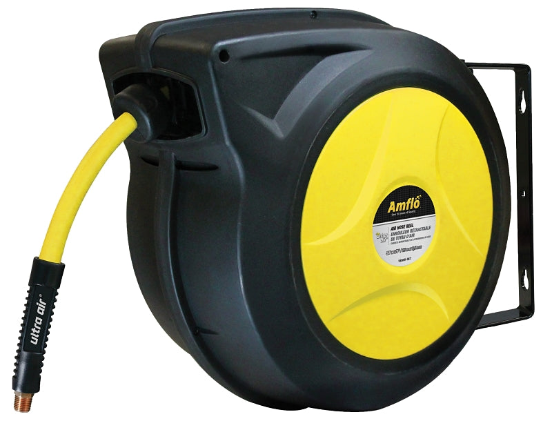 AMFLO Amflo 588HR-RET Air Hose Reel, Automatic, Enclosed, Hybrid Polymer/Plastic, Yellow