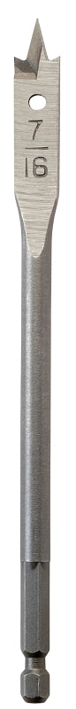 MILWAUKEE Milwaukee 48-27-0441 Boring Bit, 7/16 in Dia, 6 in OAL, Flat Flute, 1/4 in Dia Shank, Hex Shank